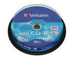 VERBATIM CD R 700MB 52X SPINDLE 10 SUPER AZO
