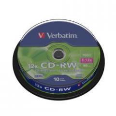 VERBATIM CD RW 700MB 8X 12X SPINDLE 10 DATALIFE