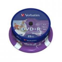 VERBATIM DVD R 4 7GB 16X SPINDLE 25 ADVANCED AZO IMPRIMIBLE INKJET