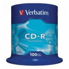 VERBATIM CD R 700MB 52X SPINDLE 100 DATALIFE