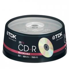 Pack 25 CD R TDK 700 MB