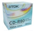 TDK Pack de 10 CD R 700MB Slim Case