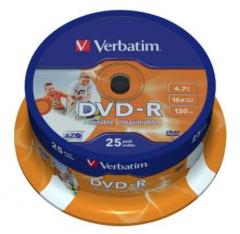 Verbatim DVD R 16x 4.7GB Printable Tarrina 25 unds
