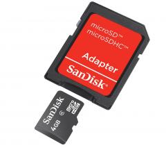 SANDISK TARJETA DE MEMORIA MICRO SD 4 GB ADAPTADOR SD