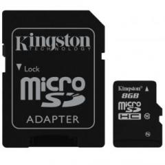 Kingston Micro SD 8 GB SDHC Con adaptador SD Clase 10 SDC10